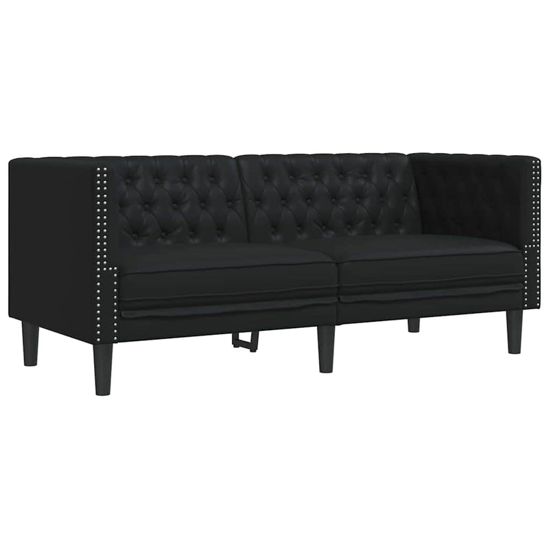 vidaXL Chesterfield kanapé Argyle Fekete 174 x 74.5 x 70.5 cm Műbőr