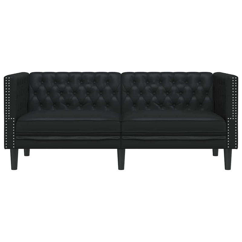 vidaXL Chesterfield kanapé Argyle Fekete 174 x 74.5 x 70.5 cm Műbőr
