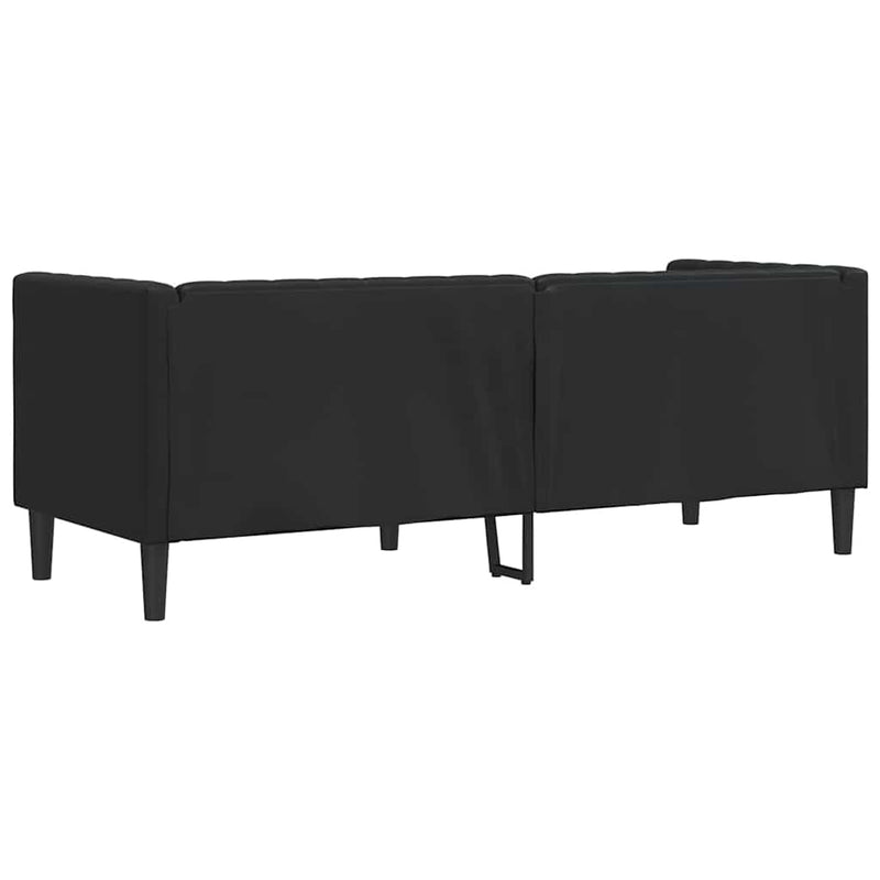 vidaXL Chesterfield kanapé Argyle Fekete 194 x 74.5 x 70.5 cm Műbőr