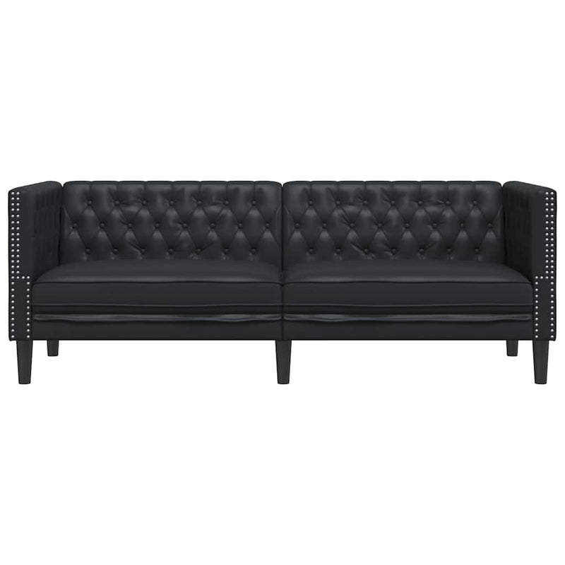 vidaXL Chesterfield kanapé Argyle Fekete 194 x 74.5 x 70.5 cm Műbőr