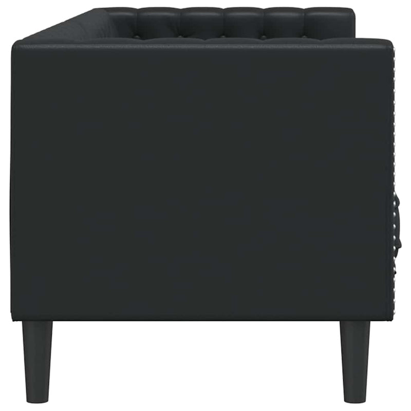 vidaXL Chesterfield kanapé Argyle Fekete 194 x 74.5 x 70.5 cm Műbőr