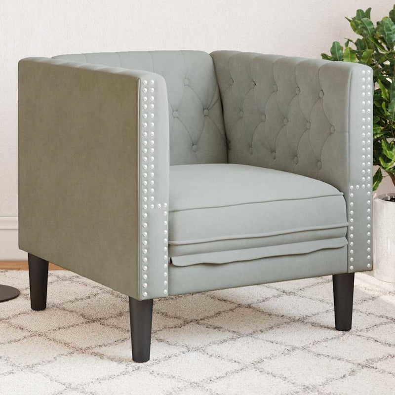 vidaXL Chesterfield Kanapé Szék Világosszürke 71 x 74.5 x 70.5 cm