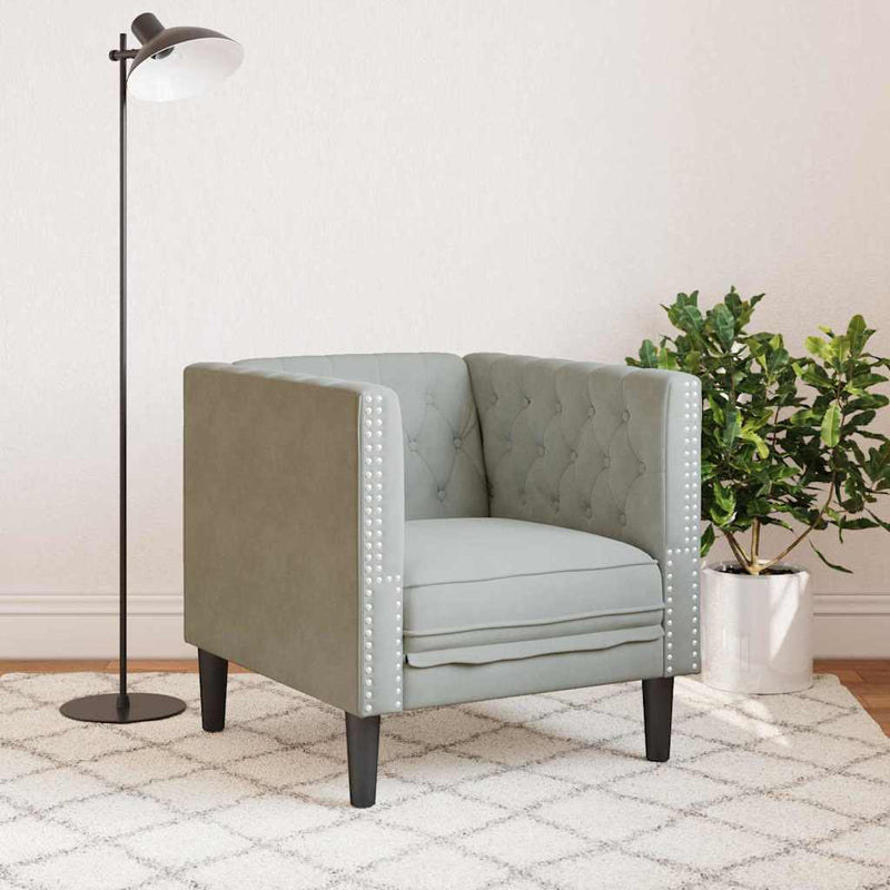 vidaXL Chesterfield Kanapé Szék Világosszürke 71 x 74.5 x 70.5 cm
