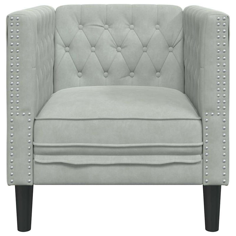 vidaXL Chesterfield Kanapé Szék Világosszürke 71 x 74.5 x 70.5 cm