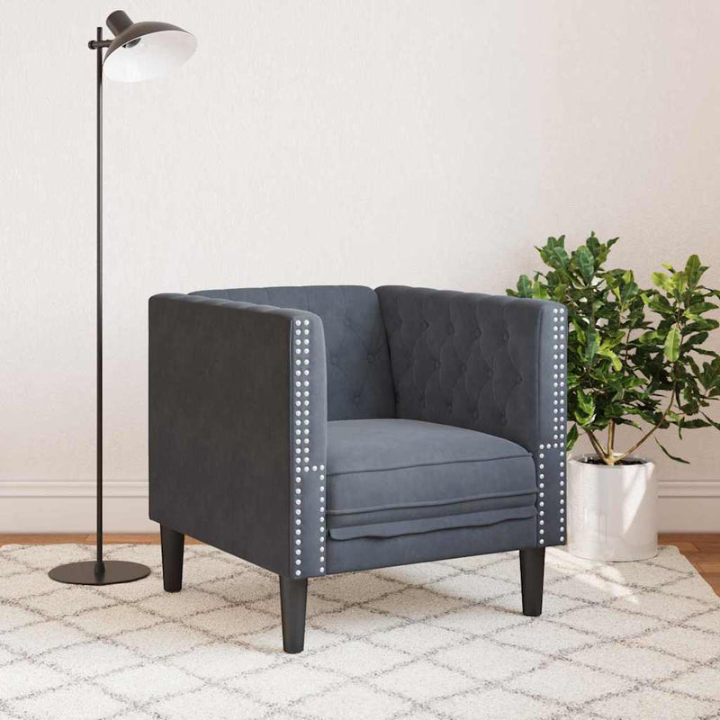 vidaXL Chesterfield Kanapé Szék Egyéb Sötétszürke 71 x 74.5 x 70.5 cm