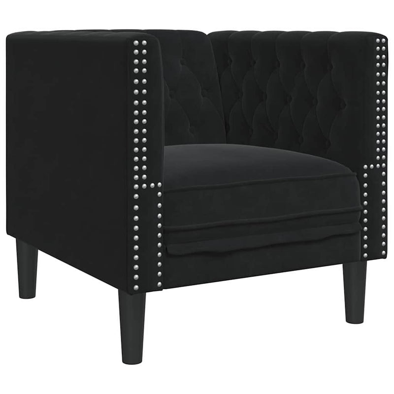 vidaXL Chesterfield Kanapé Szék Fekete 71 x 74.5 x 70.5 cm Bársony