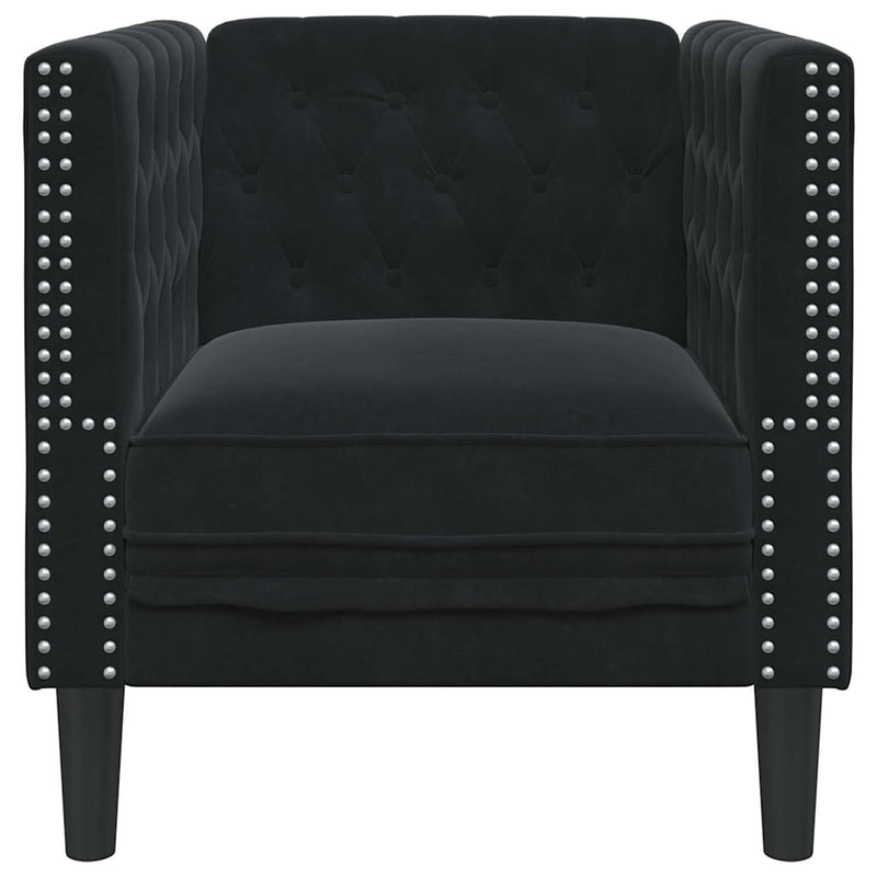 vidaXL Chesterfield Kanapé Szék Fekete 71 x 74.5 x 70.5 cm Bársony