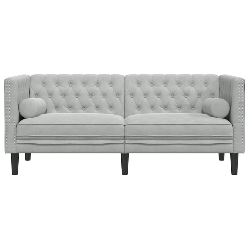 vidaXL Chesterfield kanapé Világosszürke 174 x 74.5 x 70.5 cm Bársony