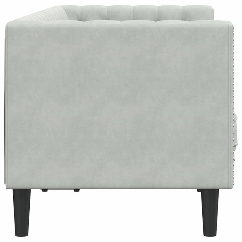 vidaXL Chesterfield kanapé Világosszürke 174 x 74.5 x 70.5 cm Bársony