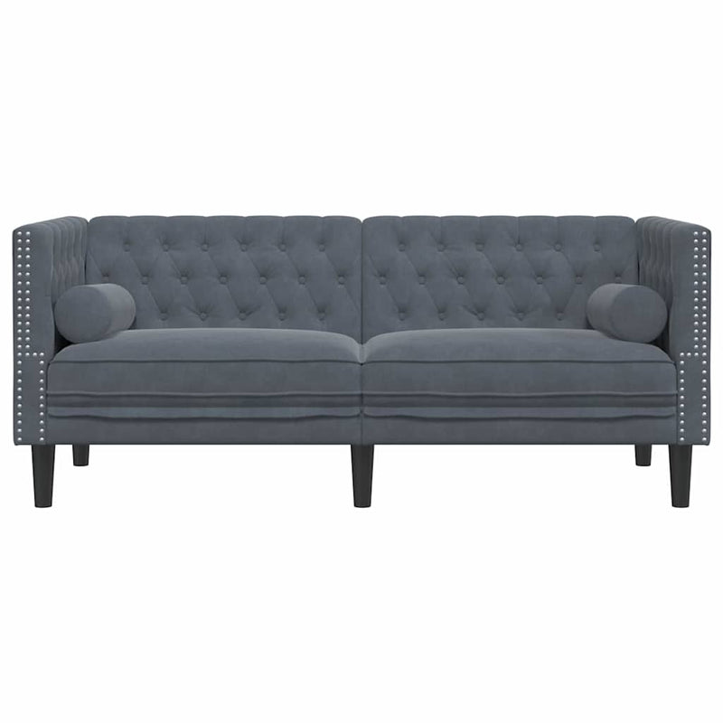 vidaXL Chesterfield kanapé Sötétszürke 174 x 74.5 x 70.5 cm Bársony