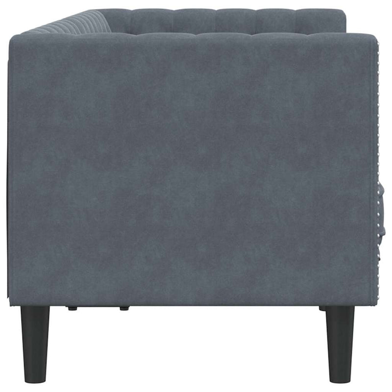 vidaXL Chesterfield kanapé Sötétszürke 174 x 74.5 x 70.5 cm Bársony