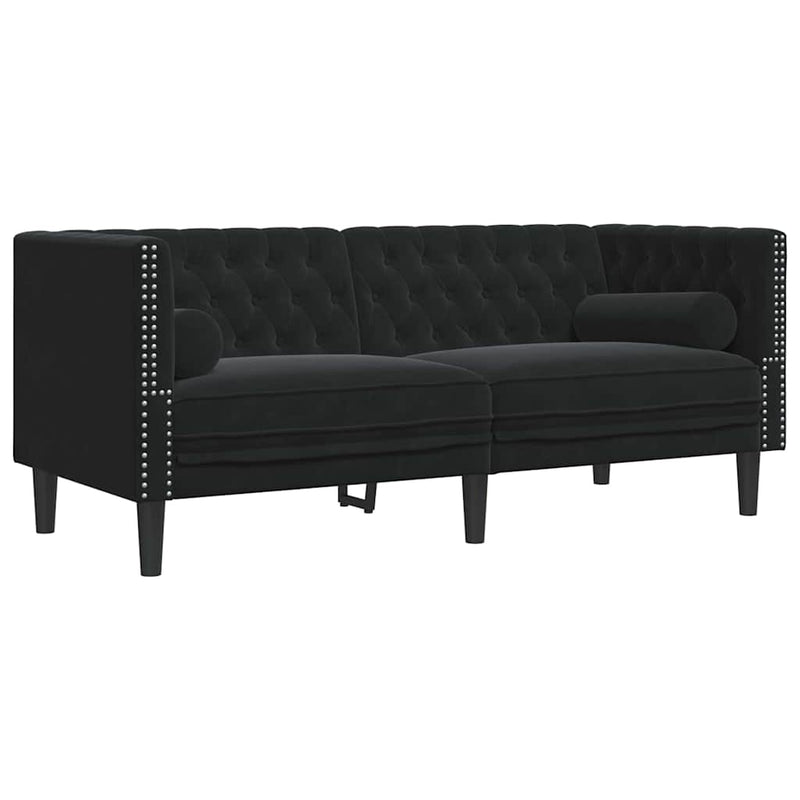 vidaXL Chesterfield kanapé Egyéb Fekete 174 x 74.5 x 70.5 cm Bársony
