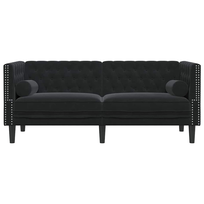 vidaXL Chesterfield kanapé Egyéb Fekete 174 x 74.5 x 70.5 cm Bársony