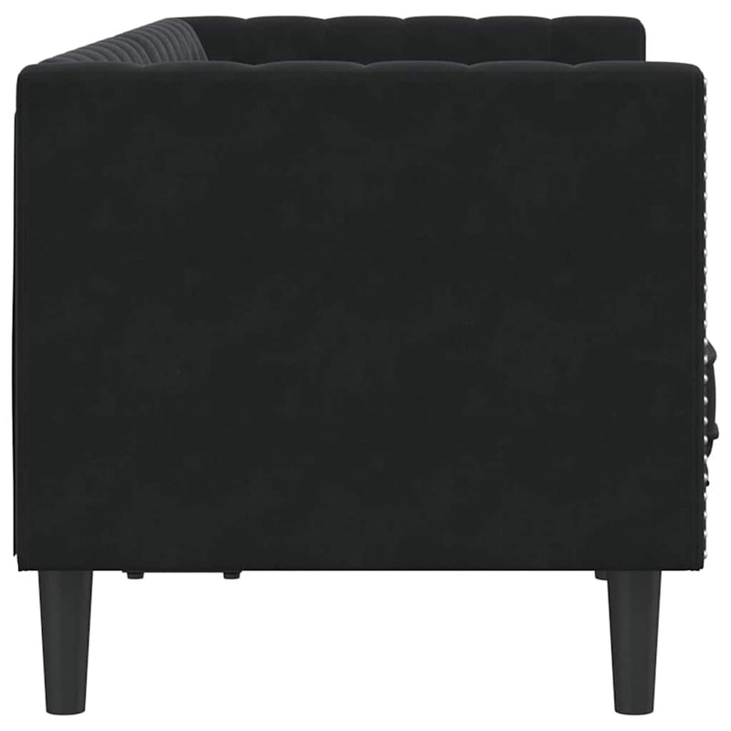 vidaXL Chesterfield kanapé Egyéb Fekete 174 x 74.5 x 70.5 cm Bársony