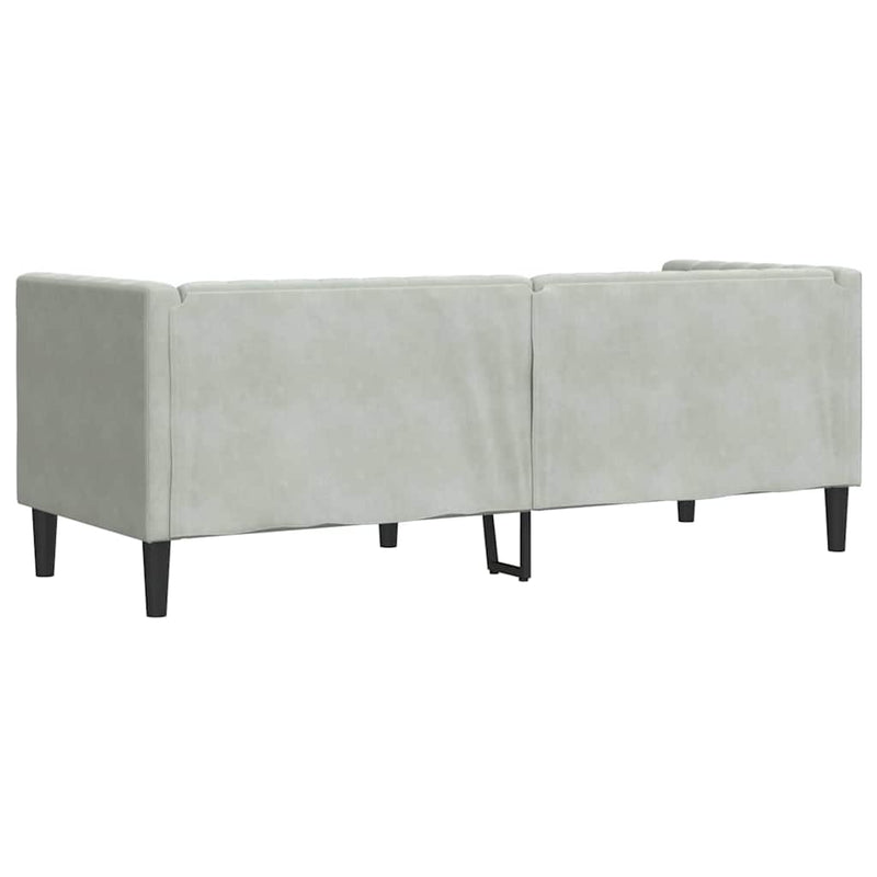 vidaXL Chesterfield kanapé Világosszürke 194 x 74.5 x 70.5 cm Bársony