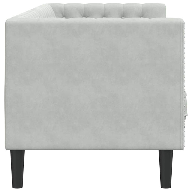 vidaXL Chesterfield kanapé Világosszürke 194 x 74.5 x 70.5 cm Bársony
