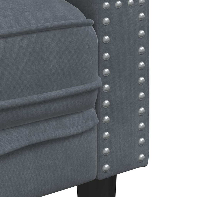 vidaXL Chesterfield kanapé Sötétszürke 194 x 74.5 x 70.5 cm Bársony