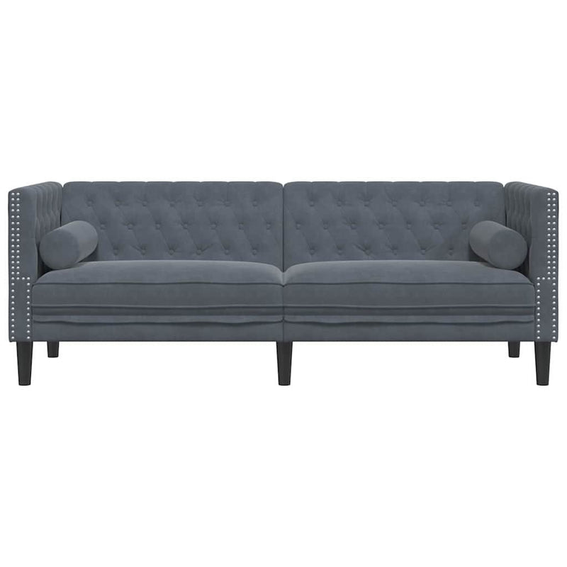 vidaXL Chesterfield kanapé Sötétszürke 194 x 74.5 x 70.5 cm Bársony