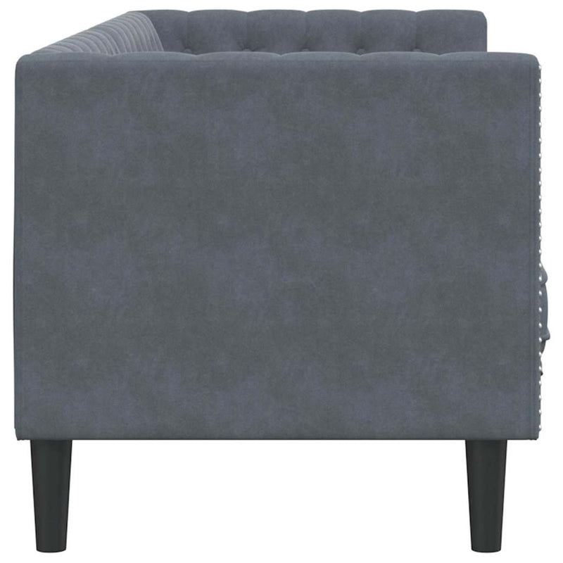 vidaXL Chesterfield kanapé Sötétszürke 194 x 74.5 x 70.5 cm Bársony