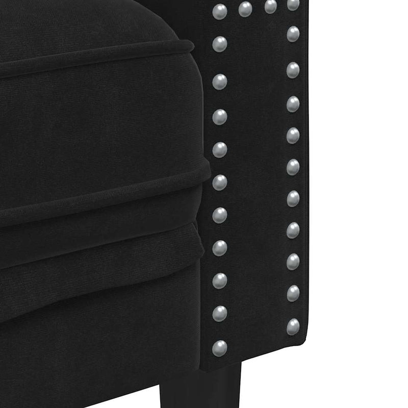 vidaXL Chesterfield kanapé Egyéb Fekete 194 x 74.5 x 70.5 cm Bársony