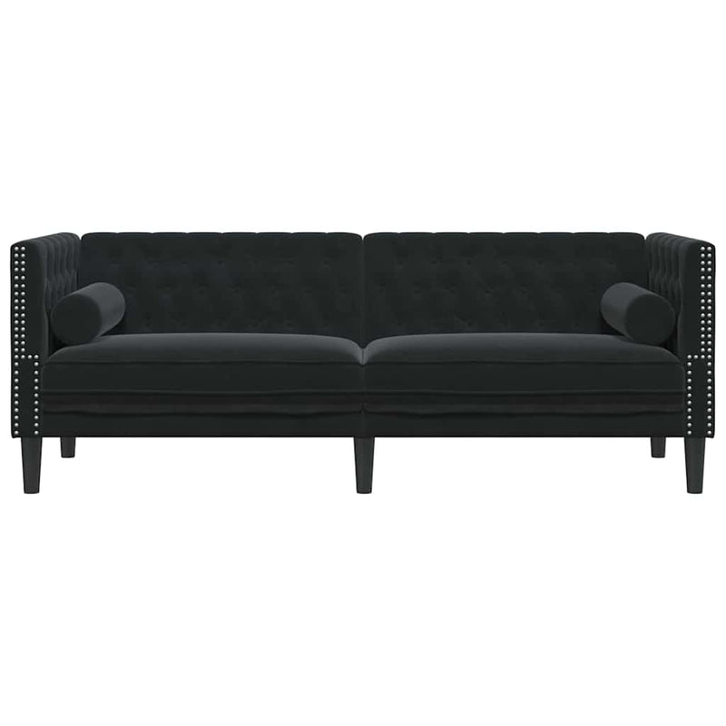 vidaXL Chesterfield kanapé Egyéb Fekete 194 x 74.5 x 70.5 cm Bársony