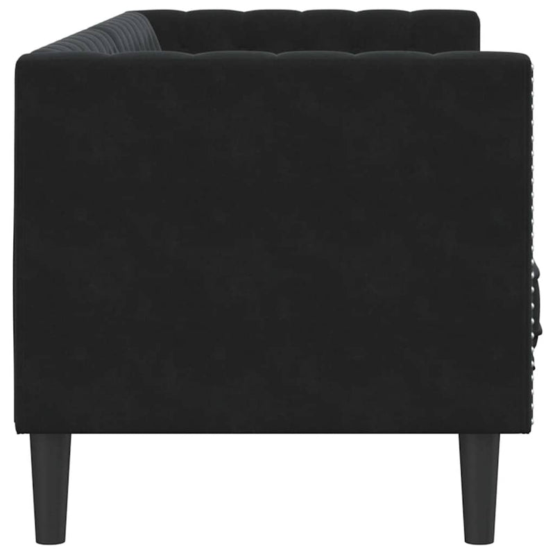 vidaXL Chesterfield kanapé Egyéb Fekete 194 x 74.5 x 70.5 cm Bársony