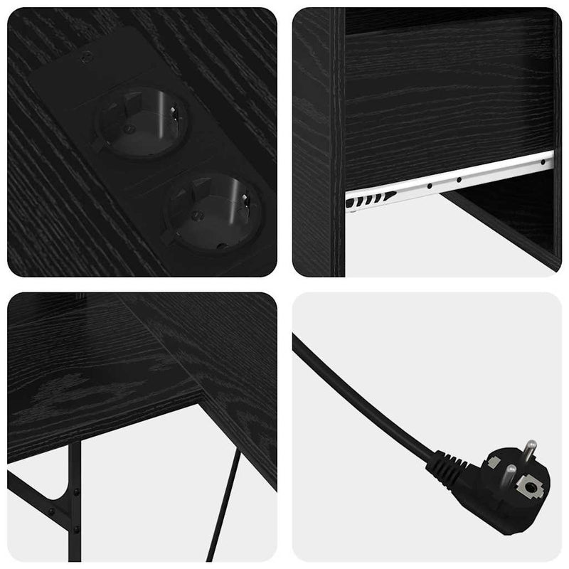 vidaXL Asztal fiókkal Musta tammi 182 x 101 x 87.5 cm Faanyag