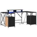 vidaXL Asztal fiókkal Fekete tölgy 182 x 101 x 87,5 cm Faanyag
