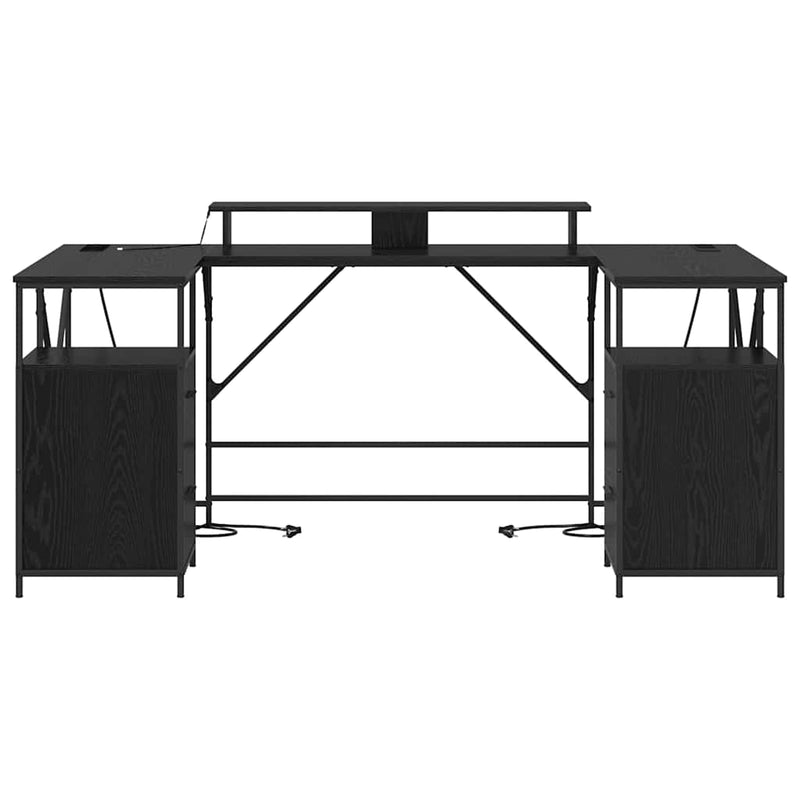 vidaXL Asztal fiókkal Musta tammi 182 x 101 x 87.5 cm Faanyag