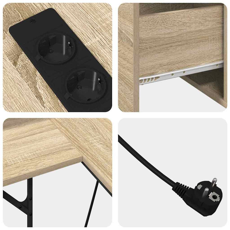 vidaXL Asztal fiókkal sonoma tölgy 182 x 101 x 87.5 cm Faanyag