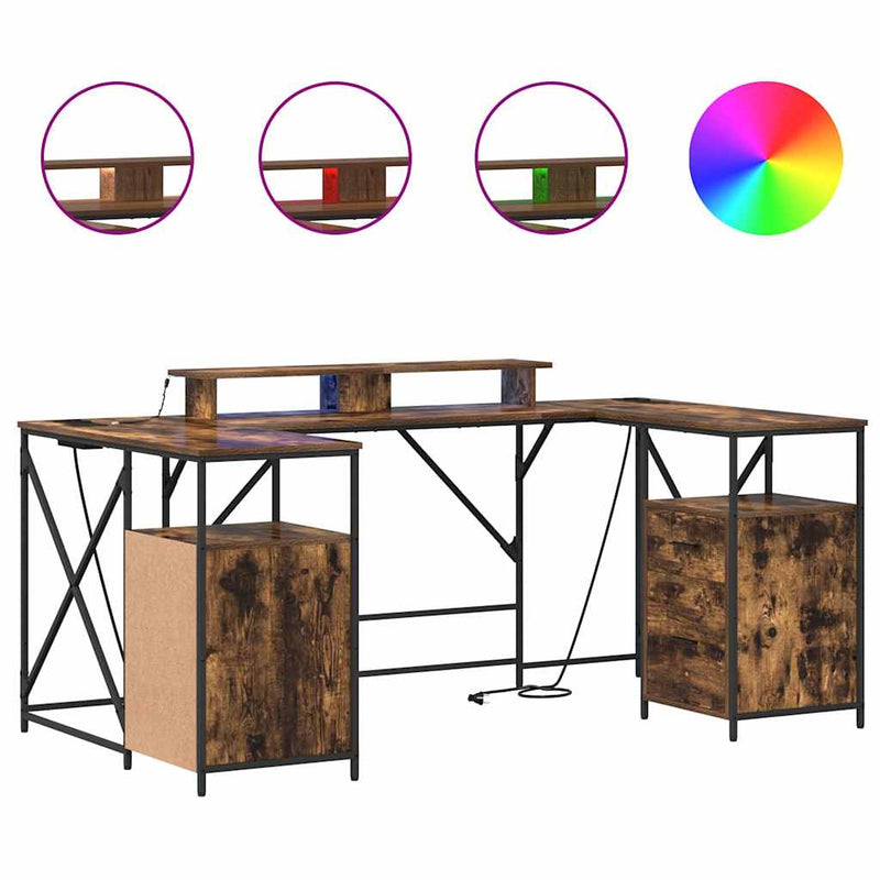 vidaXL Asztal fiókkal Füstölt tölgy 182 x 101 x 87.5 cm Faanyag
