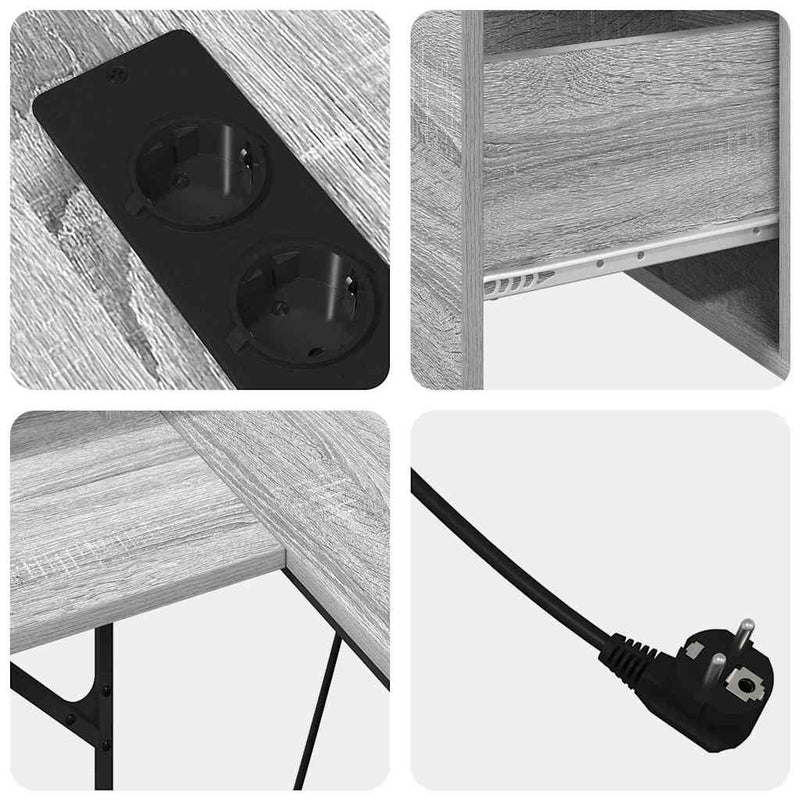 vidaXL Asztal fiókkal Szürke sonoma 182 x 101 x 87.5 cm Faanyag