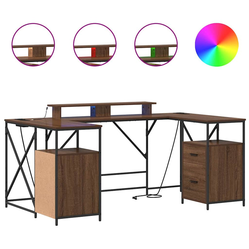 vidaXL Asztal fiókkal barna tölgy 182 x 101 x 87.5 cm Faanyag