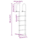 vidaXL 5 lépcsős stég létra Ezüst 45 ×11,5 ×190 cm Alumínium