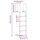 vidaXL 5 lépcsős stég létra Ezüst 45 ×11,5 ×190 cm Alumínium