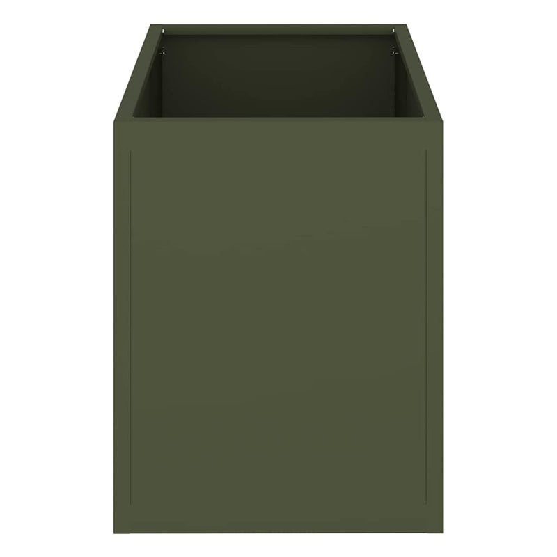 vidaXL Kerti cserép Oliva zöld 50 x 32 x 40 cm Hidegen hengerelt acél