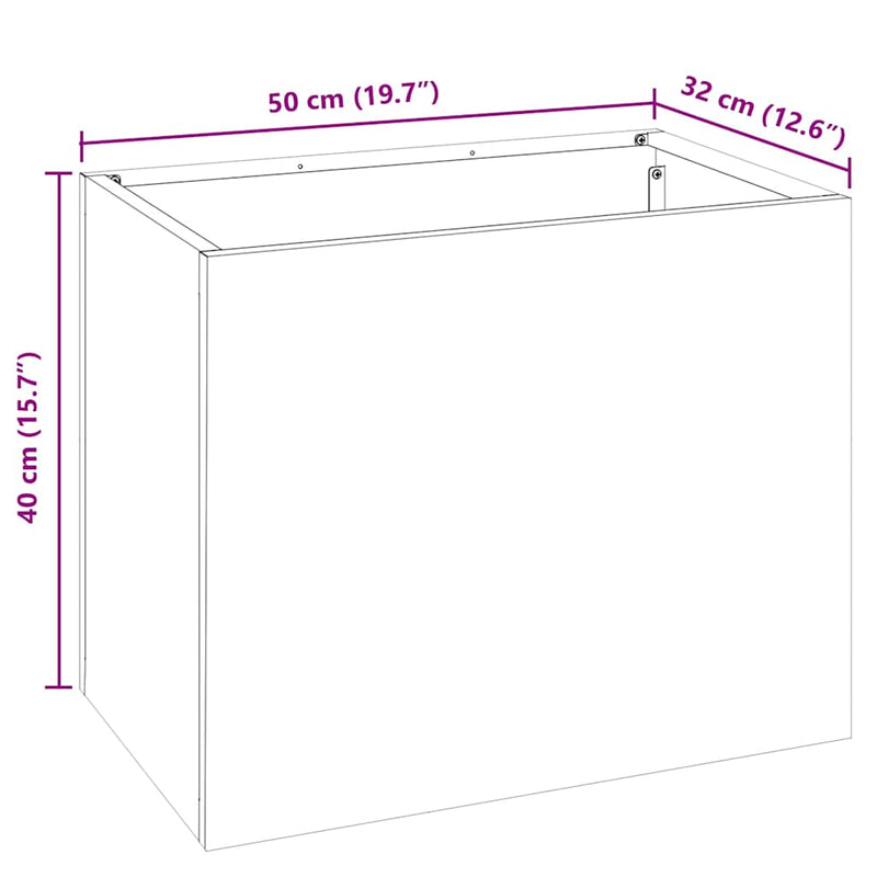 vidaXL Kerti cserép Oliva zöld 50 x 32 x 40 cm Hidegen hengerelt acél
