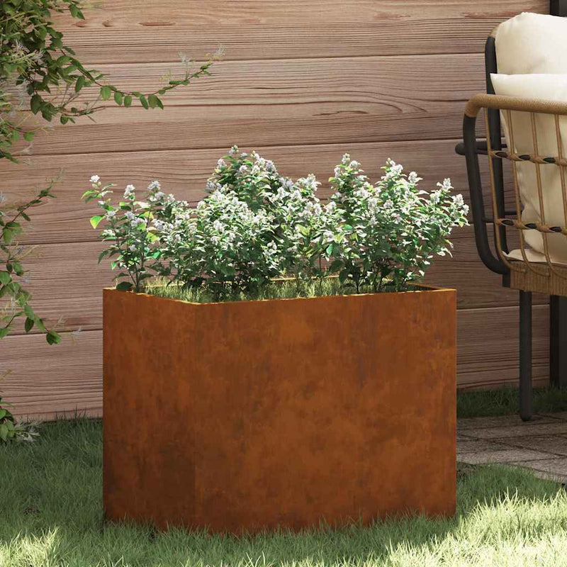 vidaXL Kerti cserép Barna 50 x 32 x 40 cm Idős acél
