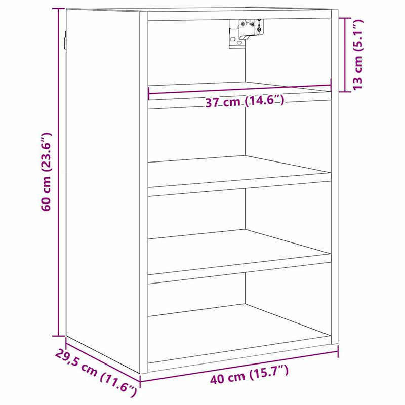 vidaXL Függő szekrény Riga Musta tammi 40 x 29,5 x 60 cm Faanyag