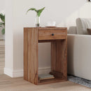 vidaXL Éjjeli asztal fiókkal Barna 63 x 30 x 79 cm Tömör Mahagóni Fa