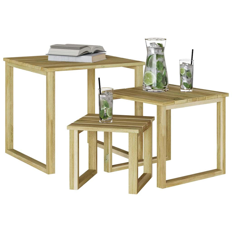 vidaXL Napozóasztal 3 pcs Barna 50.5 x 50 x 46 cm