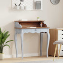vidaXL Íróasztal Barna és fehér 80 x 40 x 92 cm Tömör mahagóni fa