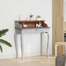 vidaXL Íróasztal Barna és fehér 80 x 40 x 92 cm Tömör mahagóni fa