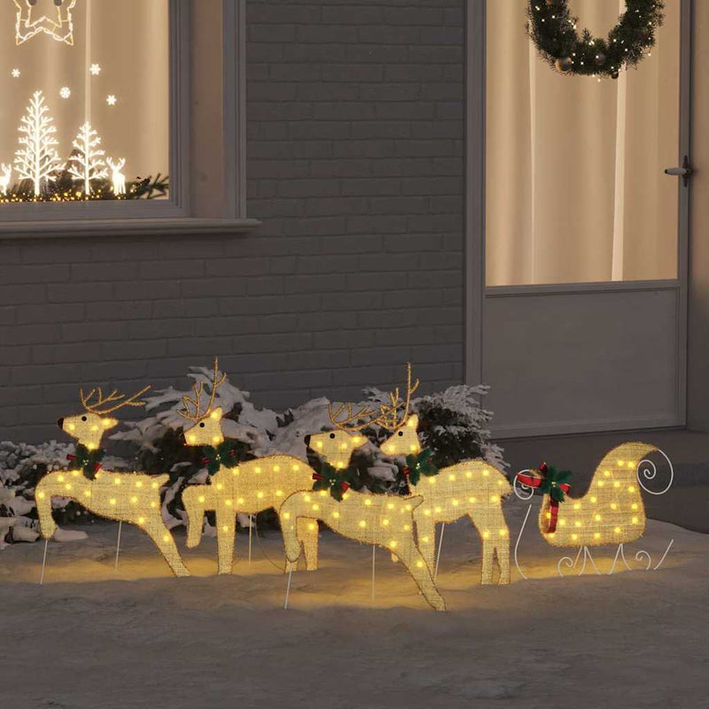 vidaXL LED rénszarvasok 5 pcs Arany szövet