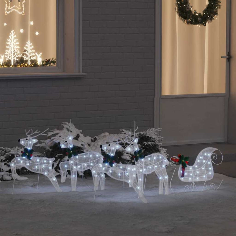 vidaXL LED rénszarvasok 5 pcs Fehér szövet