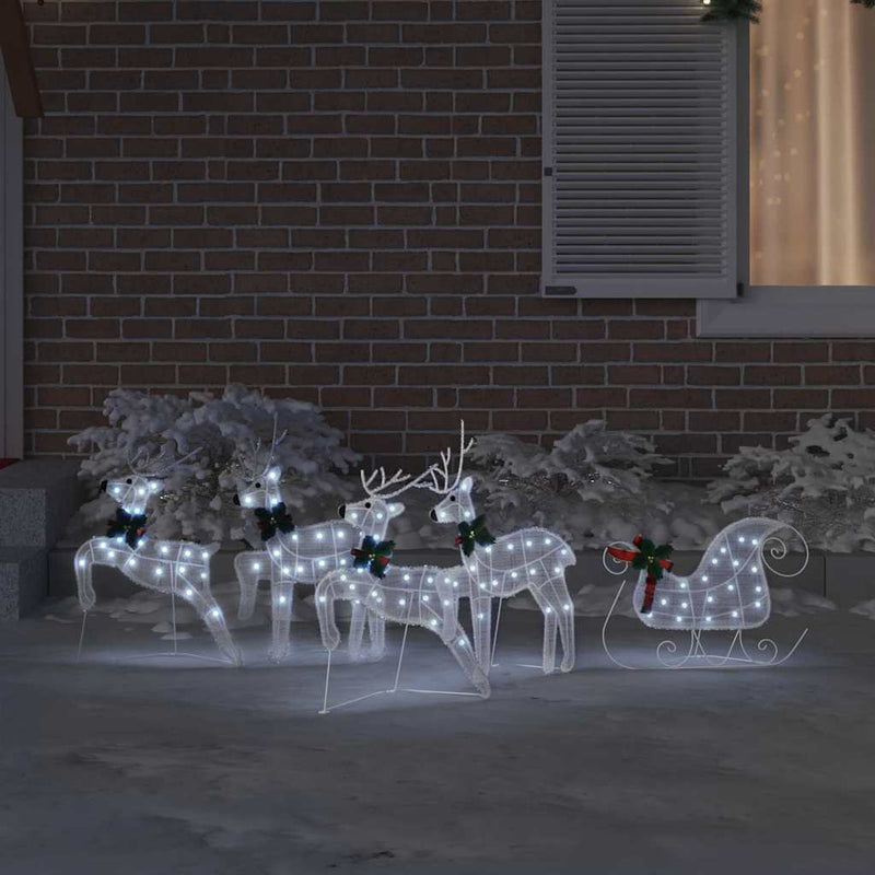 vidaXL LED rénszarvasok 5 pcs Fehér szövet
