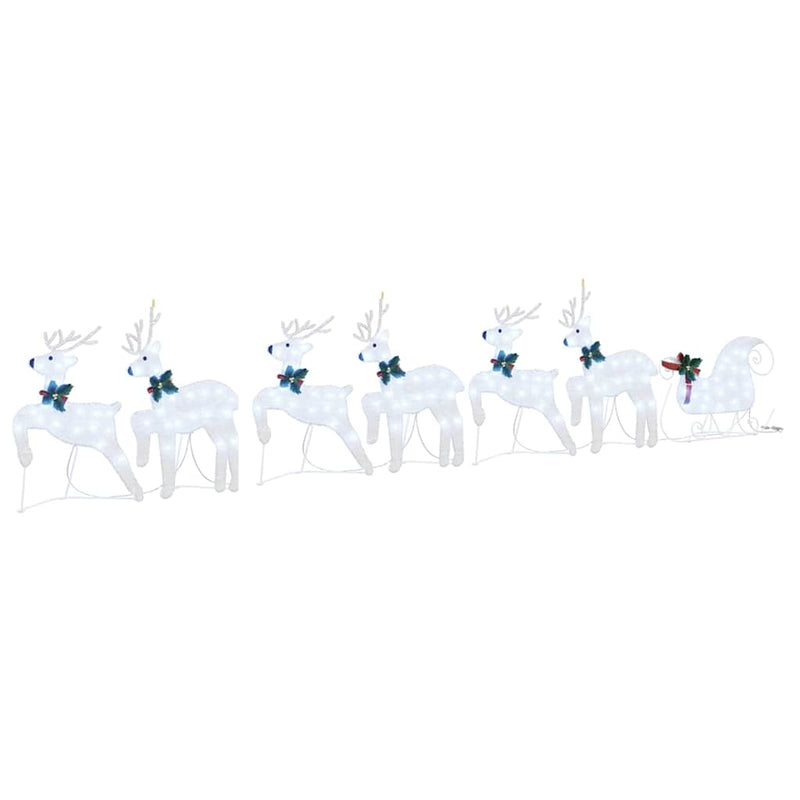 vidaXL LED rénszarvasok 7 pcs Ezüst szövet