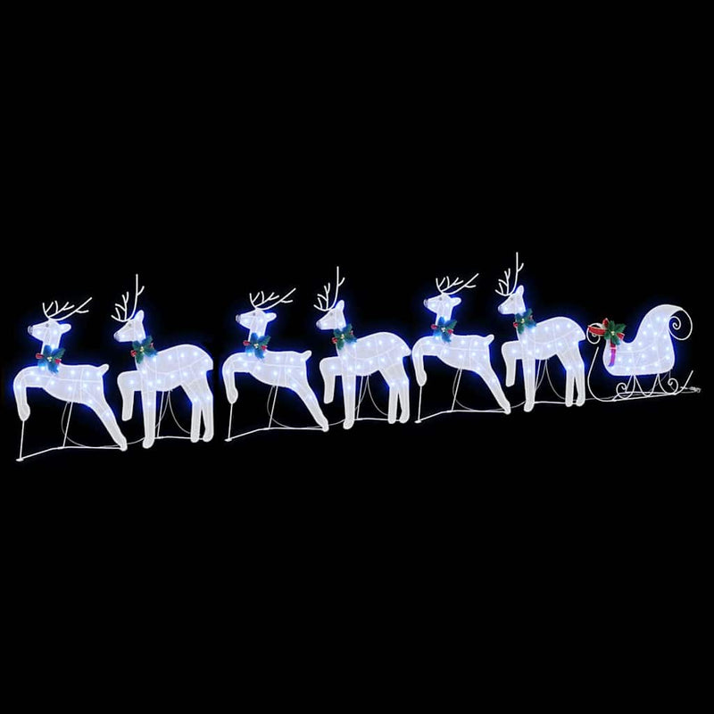 vidaXL LED rénszarvasok 7 pcs Fehér szövet