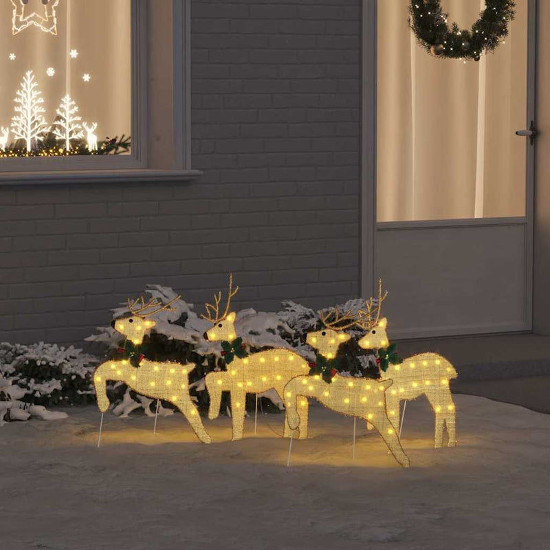 vidaXL LED rénszarvasok 4 pcs Arany szövet
