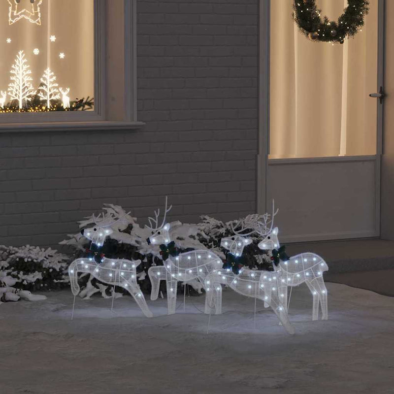 vidaXL LED rénszarvasok 4 pcs Fehér szövet